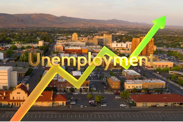 city of Yakima washington. Graphic of a graph arrow going up with the word unemployment.